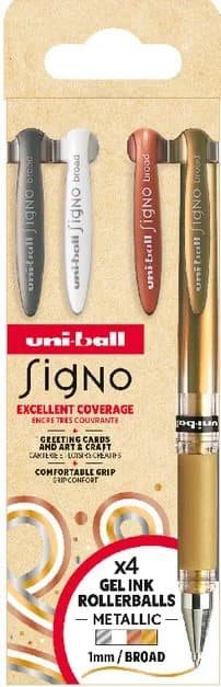 Pennset Uni-Ball Signo Broad Guld Silver Brons Vit