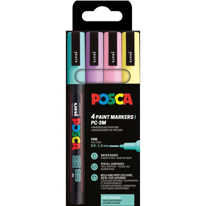 Posca PC-3M 0,9-1,3mm 4st Soft Colour