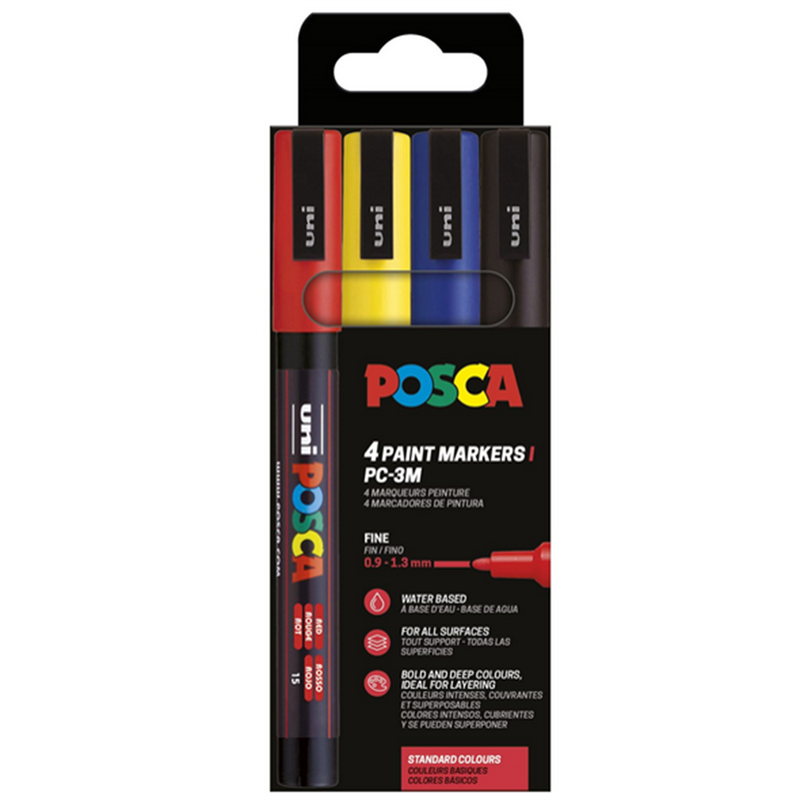 Posca PC-3M 0,9-1,3mm 4st Standard Färger
