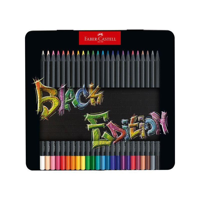 Färgpennor Faber-Castell Metallask Black Edition 24/Fp