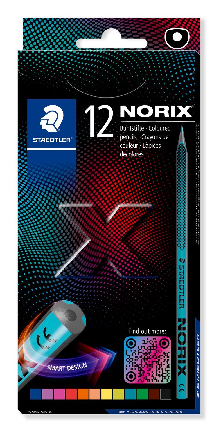 Norix färgpenna i helt speciell form, 12 assorterade färger