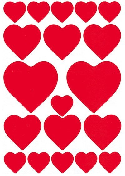 Etikett Herma Dekor hjärtan röd olika stl.