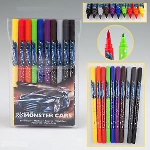 Fiberpennset Dubbelspets Monstercars 10st