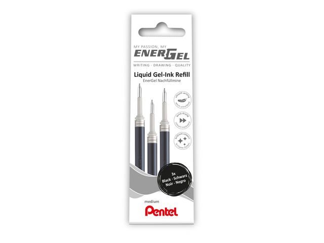 Kulpatron Pentel Energel 0,7 mm 3-Pack Svart