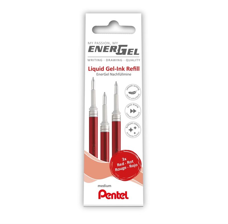 Kulpatron Pentel Energel 0,7 mm 3-Pack Röd