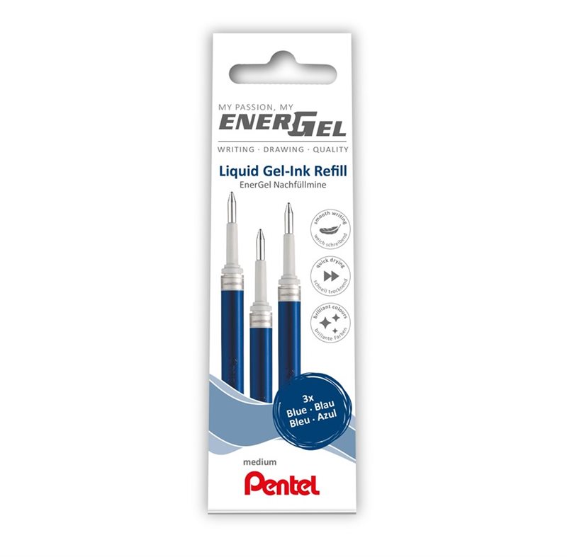 Kulpatron Pentel Energel 0,7 mm 3-Pack Blå
