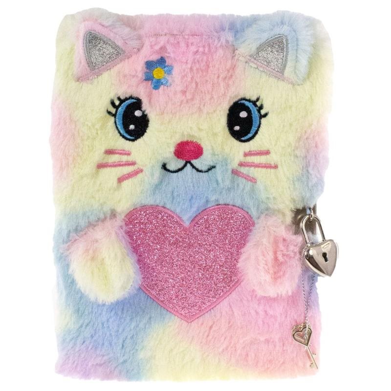 Dagbok Med Lås Tinka Fluffy Katt Med Hjärta