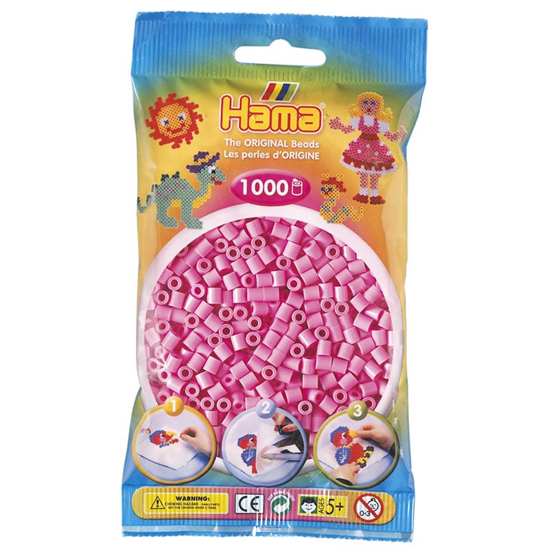 Rörpärlor midi 1000st pastell rosa
