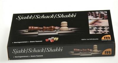 Schack Backgammon Dam trä 29x15x4,3