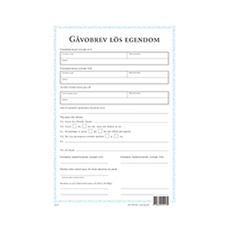 Gåvobrev Lös egendom
