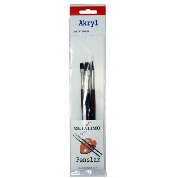 Penselset Akryl 3st