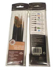 Penselset Gold Taklon Akryl Akvarell 6st