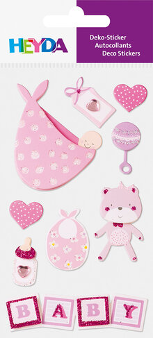 Klistermärken Mix "Baby Girl" 7,5 x 16,5 cm