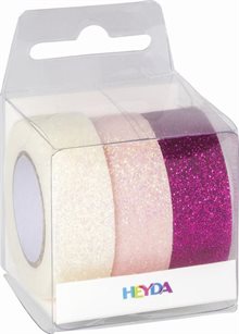 Glittertejp Rosa, Rosé & Vit