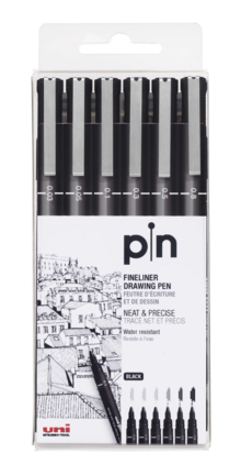 Uni Pin Fineliner Set om 6 st