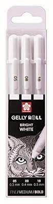 Sakura  Gelly Roll vita pennor 05/08/10 3-pack / Gelly Roll Basic White Pen 05/08/10 Set 3